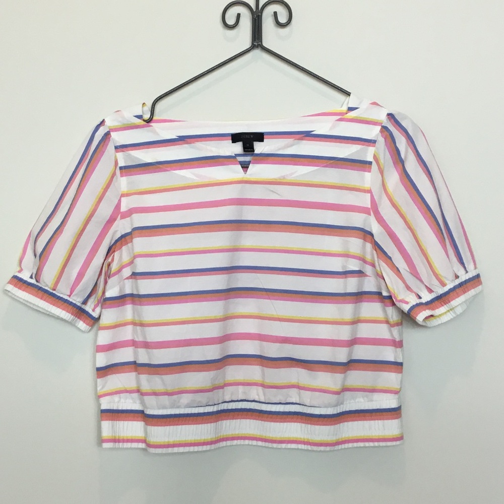 🟢 3 for $10 J Crew Striped Multicolor Women's cropped top size 12